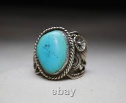 Tom Julius Ahasteen Native American Navajo Turquoise Sterling Silver Ring sz. 11