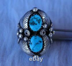 Traditional, Navajo foliate overlay, TURQUOISE RING sz10