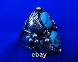 Traditional, Navajo foliate overlay, TURQUOISE RING sz10