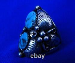 Traditional, Navajo foliate overlay, TURQUOISE RING sz10