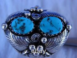 Traditional, Navajo foliate overlay, TURQUOISE RING sz10