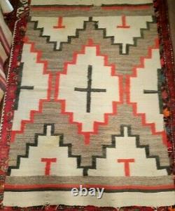 Transitional Blanket 1890's NAVAJO RUG Native American Old Indian Textile