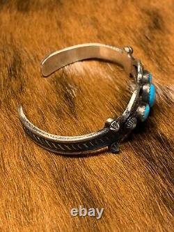 Turquoise 3 Stone Sterling Silver Cuff