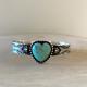 Turquoise Heart Cuff Bracelet, Kinsley Natoni, Native American, Navajo, Silver