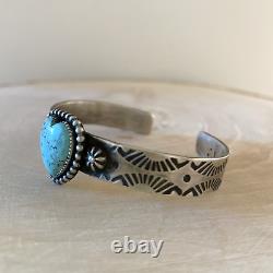 Turquoise Heart Cuff Bracelet, Kinsley Natoni, Native American, Navajo, Silver