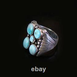 Turquoise Mens Ring Native American Navajo Five Stone Cluster