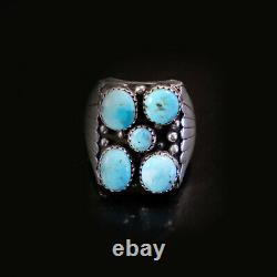 Turquoise Mens Ring Native American Navajo Five Stone Cluster