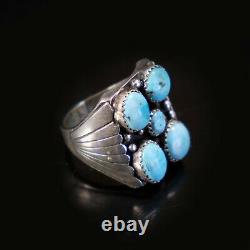 Turquoise Mens Ring Native American Navajo Five Stone Cluster