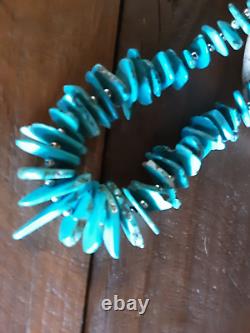 Turquoise Sterling Silver Native American Navajo Necklace and matching earrings
