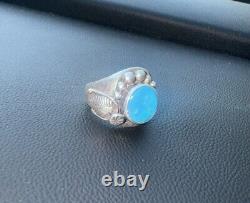Unique Native American Navajo Cinderella Turquoise Ring Size 9