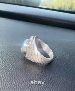 Unique Native American Navajo Cinderella Turquoise Ring Size 9