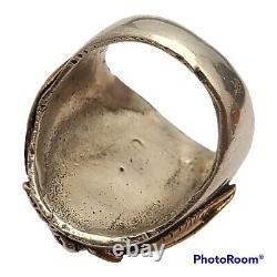VINTAGE NATIVE AMERICAN NAVAJO STERLING AND GOLD FILLED EAGLE RING Sz10 20grams