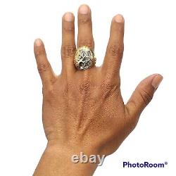 VINTAGE NATIVE AMERICAN NAVAJO STERLING AND GOLD FILLED EAGLE RING Sz10 20grams