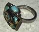 Vintage Navajo Modernist Goldleaf & Turquoise Sterling Silver Ring Size 9.5 Vafo