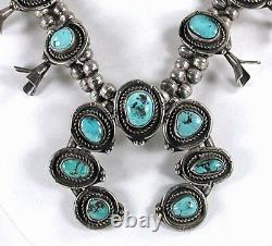 VINTAGE NAVAJO Sterling Gem Grade Sleeping Beauty Turquoise Squash Blossom 1950s