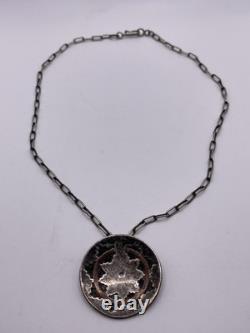 VINTAGE Navajo Wedding Basket Necklace Paper Clip Chain Native American Handmade