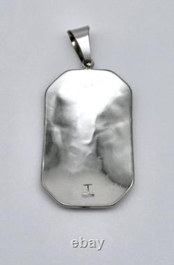 VTG Etched Eagle Mountain Pendant 925 Sterling Silver Navajo Native American