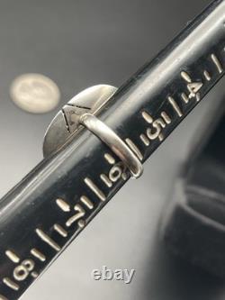 VTG Native American Navajo Sterling Silver Brown Agate Large Oval Ring 5 3/4