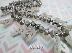 VTG Native American Navajo all sterling squash naja blossom necklace