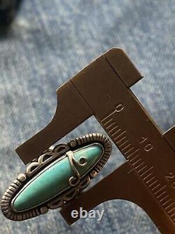 VTG Native American Sterling Silver Navajo Kingman Turquoise Ring US 7.5 signed
