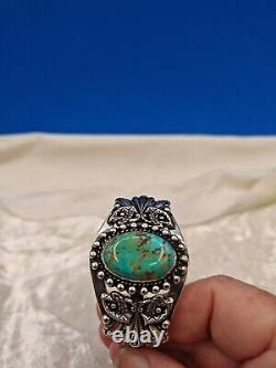 VTG Navajo Fred Harvey Era Sterl Silver Turquoise Crossed Arrows Cuff Bracelet