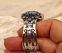 VTG Navajo Fred Harvey Era Sterl Silver Turquoise Crossed Arrows Cuff Bracelet