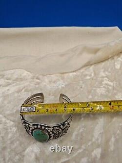 VTG Navajo Fred Harvey Era Sterl Silver Turquoise Crossed Arrows Cuff Bracelet