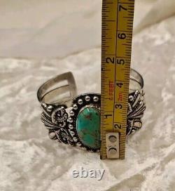 VTG Navajo Fred Harvey Era Sterl Silver Turquoise Crossed Arrows Cuff Bracelet