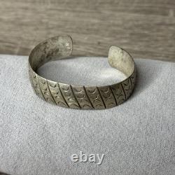 VTG Navajo Native American Sterling Silver Stamped Cuff Bracelet Hallmarked GN