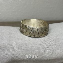 VTG Navajo Native American Sterling Silver Stamped Cuff Bracelet Hallmarked GN