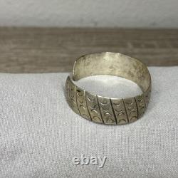 VTG Navajo Native American Sterling Silver Stamped Cuff Bracelet Hallmarked GN