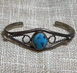 VTG Navajo Pauline Claw Cuff Bracelet Size 5.75 Blue Turquoise Sterling 9.2g