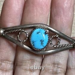 VTG Navajo Pauline Claw Cuff Bracelet Size 5.75 Blue Turquoise Sterling 9.2g