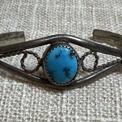 VTG Navajo Pauline Claw Cuff Bracelet Size 5.75 Blue Turquoise Sterling 9.2g