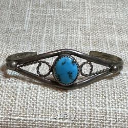 VTG Navajo Pauline Claw Cuff Bracelet Size 5.75 Blue Turquoise Sterling 9.2g