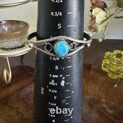 VTG Navajo Pauline Claw Cuff Bracelet Size 5.75 Blue Turquoise Sterling 9.2g