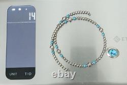 VTG Navajo Sterling Bead Pendant Turquoise Choker Necklace Native Signed GT