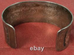 VTG Sterling Silver Cuff Bracelet Native American Navajo Etched 1 x 36g READ