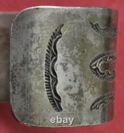 VTG Sterling Silver Cuff Bracelet Native American Navajo Etched 1 x 36g READ