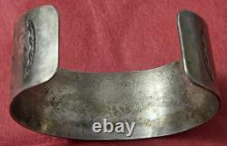VTG Sterling Silver Cuff Bracelet Native American Navajo Etched 1 x 36g READ
