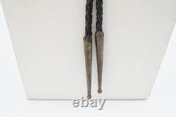 V Native American Navajo Sterling Silver Turquoise Bolo Tie
