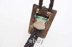 V Native American Navajo Sterling Silver Turquoise Bolo Tie