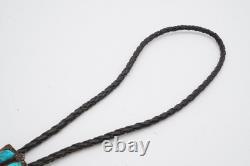 V Native American Navajo Sterling Silver Turquoise Bolo Tie