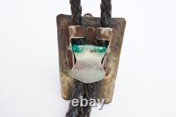 V Native American Navajo Sterling Silver Turquoise Bolo Tie