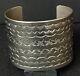Very Wide Signed Hand Stamped German Silver Native American Indian Bracelet Cuff