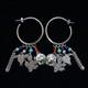 Vint Native American Navajo Hoop Earrings With Charm Dangles Signed Sb Sterling