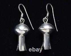 Vint Native American Navajo Sterling Silver Squash Blossom Dangle Earrings 1.5