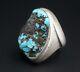 Vintage 1950s Navajo Sterling Silver Turquoise Ring Size 9 1.1 Rs3109