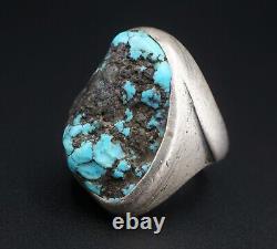 Vintage 1950s Navajo Sterling Silver Turquoise Ring Size 9 1.1 RS3109