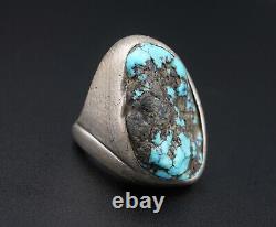 Vintage 1950s Navajo Sterling Silver Turquoise Ring Size 9 1.1 RS3109